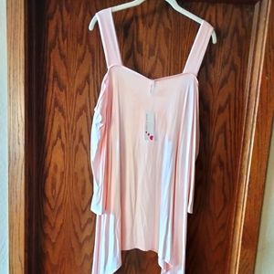 Isaac Liev women's flowing cold shoulder  long sleeve top.